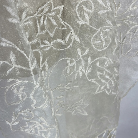 Ivory Embroidered Fringed Wrap - Picture 3 of 6